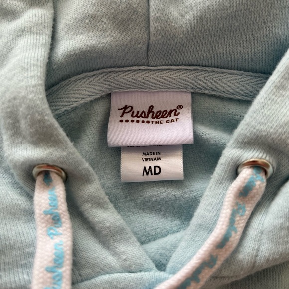 Pusheen and Sloth Crop Hoodie Light Blue Womens Medium Slow Down - Picture 2 of 5